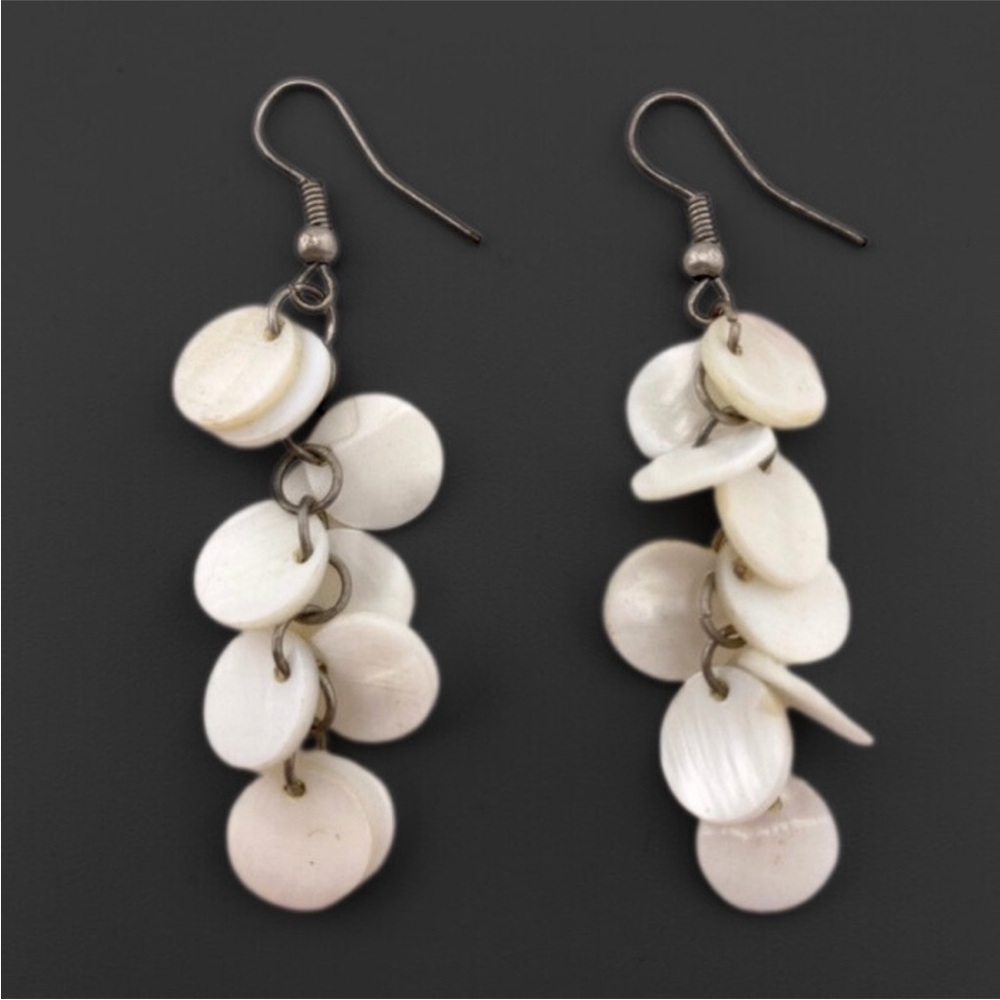 5/$20 White Circles Dangle Earrings - Picture 6 of 6